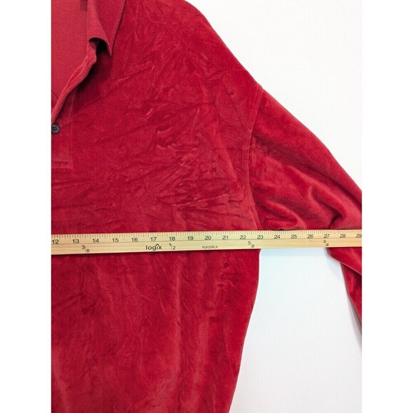 Norm Thompson Velour Polo Sweater Mens Extra Large Red 80s - Picture 9 of 10
